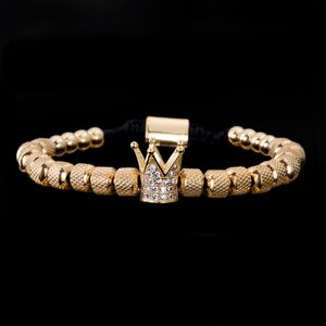 New Micro Pave CZ Crown Royal Charm Menwomen Браслеты из нержавеющей стали Кристаллы из нержавеющей стали Браслеты Пара ручной работы ювелирных изделий подарок