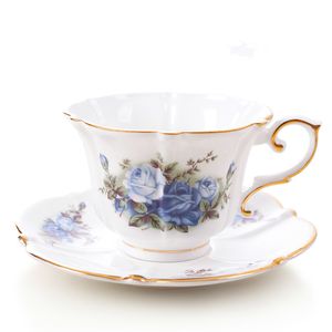 Europäische Keramik Untertassen Porzellan Royal Vintage wiederverwendbare Kaffeetasse Set Goldrand Fancy Tea Xicara Trinkgeschirr EB50BD