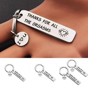 Keychains из нержавеющей стали для ключей выгравированные Спасибо за все оргазмы / минет Брелок Рождественские подарки JRDH889