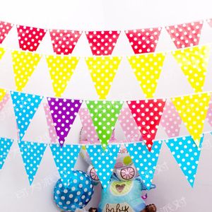 Party Decoration sets Baby Shower Blue Pink Green Polka Dots Theme Hanging Banner Decorate Bunting Boys Favors Pennant Birthday Flags
