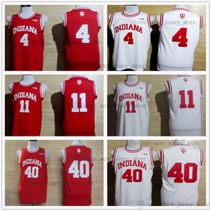 Custon XS-6XL NCAA Indiana Hoosiers Koleji 4 Isiah Thomas Jersey Kırmızı Beyaz 40 Cody Zeller Dikişli 11 Victor Oladipo Üniversitesi Basketbol Formaları Gömlek Adam Çocuklar