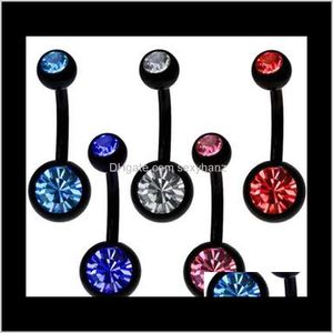 & Bell Rings Drop Delivery 2021 Button 50Pcs/Lot Mix 5 Colors Anodized Black Stainless Steel Body Piercing Jewelry Double Gem Navel Belly Rin