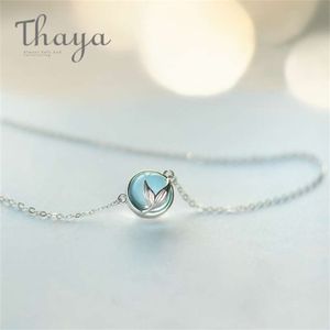 Thaya sjöjungfru skum bubbla design kristall halsband s925 silver svans blå hänge för kvinnor eleganta smycken gåva