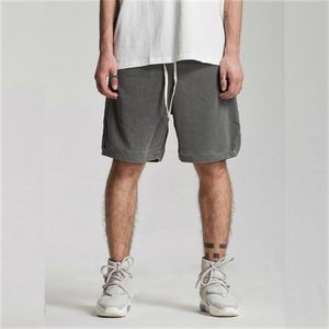 Вымытые хлопковые винтажные пот шорты летней эластичной талии Jogger Short 210806