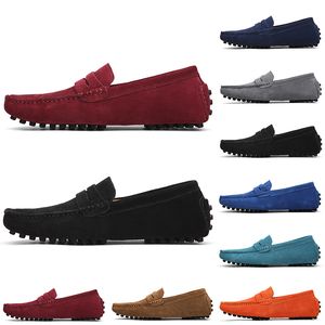 GAI Scarpe casual in pelle scamosciata da uomo senza marca all'ingrosso Nero Azzurro Rosso Grigio Arancione Verde Marrone Scarpe slip on in pelle pigra da uomo