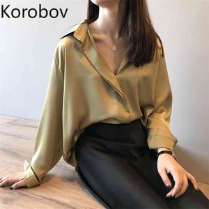 Korobov Neue Ankunft Koreanische Elegante Frauen Blusen Vintage Langarm Spitze Shirts Sommer Einreiher Mujer Blusas 210430