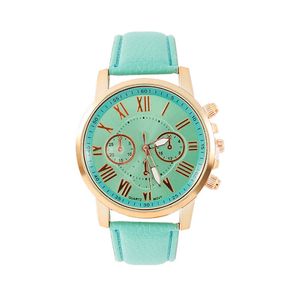 Sei mani Light Green Green Watch Retro Ginevra Studente Student Watches Womens Quartz Trend Wristwatch con cinturino in pelle