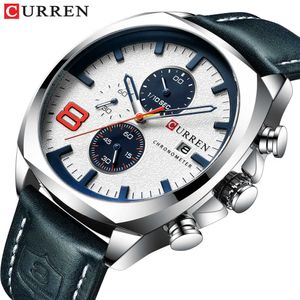 New Men Relógios Top Marca Luxo Curren Militar Quartz Watch Homens Sport WristWatch Relogio Masculino À Prova D 'Água q0524