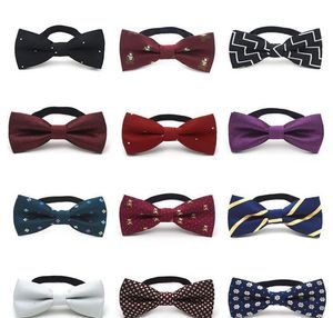 2021 Barn Barn Pre Bundet Bröllopsfest Båge Tie Girls Boys Formell Tuxedo Satin Bowtie Slips Färgglada Jul Baby Gift Drop