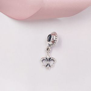 Autentici gioielli in argento sterling 925 con perline Fleur De Lis Charms con ciondoli adatti per bracciali stile Pandora europeo Collana 790576