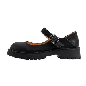 Dress Shoes Mary Jane For Women High Platform Jk Lolita Japanese Thick Sole Ankle Strap Real Black Leather Womans ML1