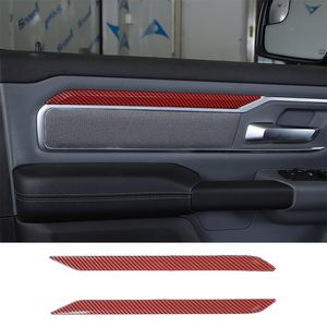 Red Carbon Fiber Interior Door Trim Strip Decoration For Dodge Ram Accessories PC