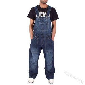 Wepbel Multi-Pocket Loose Denim Trousers Work Clothes Men Denim Overalls Loose Jeans Pants Casual Stylish G0104