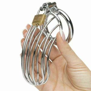 NXY Castity Dispositivo Bondage BDSM Metal Masculino Gaiola De Pássaro De Aço com 3 TAMANHO DE ANEL TOJEIRO SEXO DE RESTRESS1221