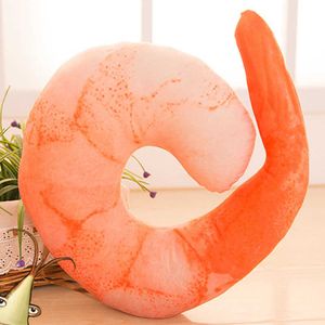 1pc 45*45cm Novelty Simulational Plush Peeled Shrimp U-shaped Neck Pillow Prawns Meat Cushion Kids Toys Christmas Gifts Tl0029 Q0727