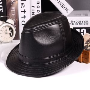 Kış Hakiki Deri Erkek Kadınlar Için Üst Şapkalar İngiliz Beyler Geniş Brim Stetson Fedoras Gömme Kahverengi Erkek