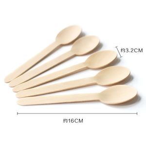 Einweg Holzlöffel Mini Eislöffel Holz Dessert Scoop Hochzeit Geschirr Küche Zubehör Werkzeug DH9357