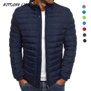 Mäns Jackor Vinter Män Jacka Zipper Coat Down Sport Solid Färg Stativ Krage Casual Trendy Menswear Outwear Kläder 2021