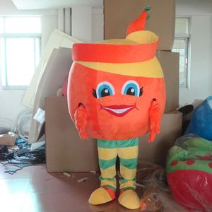 Halloween Crazy Orange Mascot Kostymtecknad Tema Karaktär Karneval Festival Fancy Dress Xmas Vuxna Storlek Födelsedagsfest Utomhus Outfit