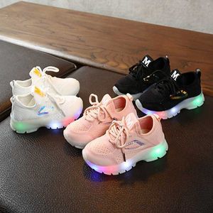 Boys Led Light Shoes Children Girl Sport Shoes Toddler Light Up Sneakers White Baby Casual Shoes Glowing Sneakers Kid Luminous G1025
