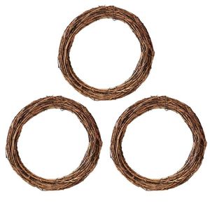 Decorative Flowers & Wreaths 3Pcs Hanging Wreath Rattan DIY Crafts Kit Party Supply (Coffee)