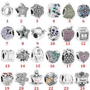 Designer smycken 925 silver armband charm pärla passform pandora rose krona pentagram parfym glidarmband pärlor europeiska stil charms pärlstav murano