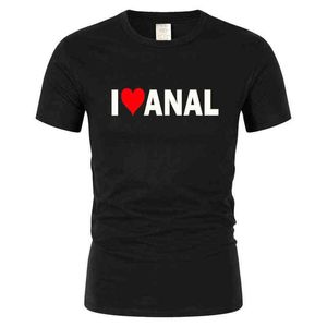 ストリートウェアレジャー原宿ティートップアルファベット興味I Love Anal Printing Tシャツ男性クールハートビートTシャツ特大TシャツG1222
