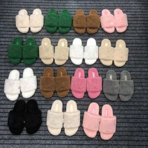 Luxury designers Women Letter Slippers Ladies wool Slides Autumn Winter fur Fluffy Furry letters Sandals Warm Fuzzy Girl Flip Flop Slipper with box V552