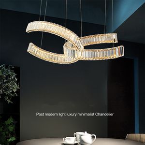Modern Luxury Crystal Round LED Chandelier Pendant Lamps Nordic Art Stainless Steel Gold Chrome Hanging Light Living Room Restaurant Chandeliers
