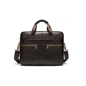 Briefcases Men's Bag First Layer Cowhide Briefcase Genuine Leather Handbags Man Business Tote Document Office Portable Laptop Shoulder