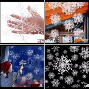 Decorações Festivo Festa Fontes Home Garden150 Pcs Branco Forma de Floco de Neve Pendurado Árvore de Natal 11cm Ornamento Janela Decoração Aessório