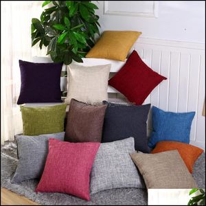 Cushion/Decorative Pillow Home Textiles & Garden Solid Modern Linen/Cotton Sofa Bed Cushion Er Throw Case Car Office Decorbox Decor Supplies