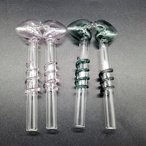 Herzform Pyrex Glasrohr 4,8 Zoll mit Gewindering Hohe Qualität Rauchwerkzeug Für Bong DAB Rigs Ölbrenner