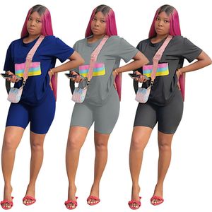 Nowe letnie stroje Kobiety Jogger garnitury plus size 2xl Tracki z krótkim rękawem T-shirty Tops+ Shorts Pants Dwuczęściowy zestaw Casual Black Sportsła Letter Suit 4833
