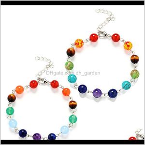 Perlenstränge Yoga 7 Chakra Heilung Balance Armband Naturstein Armbänder Armreif Manschette inspirierter Schmuck für Frauen Kinder 162109 F Cn1He