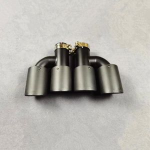 1 Pair Carbon Fiber Exhaust Muffler Pipes For Universal H Style Full Matte Black Car Rear Tips