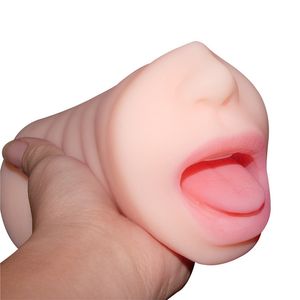 Manlig masturbator kopp realistisk mun oral sexleksaker vagina pussy tunga för män vuxna produkter gåva erotiska leksaker sex butik Q0419
