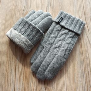 Fashion Mens Warm Wool Gloves Winter Knitted Male Double Thick Velvet touch Driving