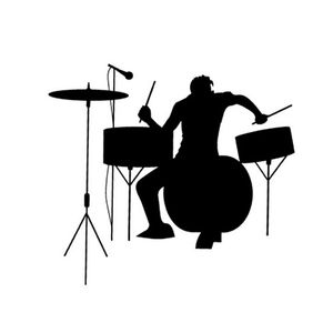 19*17CM Drums Drummer Silhouette Rock Band Music Car Stickers Fun Sporty Car Sticker Decals C2-0021