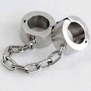 NXY Sex Dorosłych Zabawki Super Heavy 6 CM Wysokiej Kostki Mankiety Mankiety Ze Stali Nierdzewnej Nogi Ironce Metal Bondage Contains Slave BDSM Produkty dla dorosłych Fetish1216