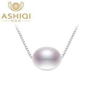 Ashiqi Real Natural Słodkowodne Pearl Naszyjnik Dla Kobiet Z 925 Sterling Silver Chain Biżuteria