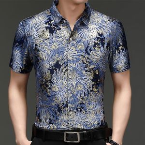 Flor dos homens Camisetas Manga curta Imprimir Casual Homens Camisa Verão Brand Camisas Oversized Work Negócio Chemise Home 210524