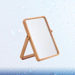 Mädchen Kompakter Spiegel großhandel-Holz Makeup Spiegel Faltbare Toilette Glas Fill Light Square Suchen nach WPmen Mädchen Kompakte Spiegel