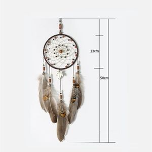 Sztuka i rzemiosło DreamCatcher Wind Chimes Handmade Nordic Dream Catcher Sieć z piórami Koraliki Home Decoration T2i53051