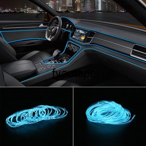 Lekkie paski dekoracja wnętrz dekoracyjna lampa samochodowa 12V LED zimne światła Elastyczny Neon El Wire Car Styling 5m