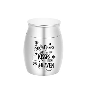 Haustierhimmel großhandel-Aluminiumlegierungsstäbungen Urnen Pet Ashes Andenken Memorial Mini Jar Schneeflocken sind Küsse vom Himmel