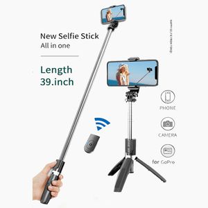 4 In 1 Wireless Bluetooth-compatible Selfie Stick with Tripod Alloy Self Selfiestick Smartphone Selfie-Stick 3 for Iphone Camera