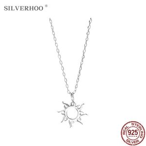 Zilverhoo sterling zilver 925 sieraden minimalistische zon hanger ketting voor vrouwen trendy sleutelbeen ketting kettingen jubileum geschenk