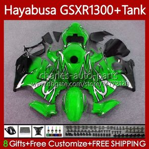Green Flames Fairings för Suzuki GSXR-1300 GSXR 1300 CC GSXR1300 Hayabusa 96 1996 1997 1998 1999 2000 2001 74NO.232 GSX-R1300 1300CC 02 03 04 05 06 07 GSX R1300 96-07 Kropp