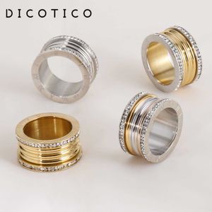 Dicotico Multiple Color Stainless Steel Bague Femme Cubic Zircon Wedding Rings For Women Roman Numerals Anillos Mujer Jewelry X0715